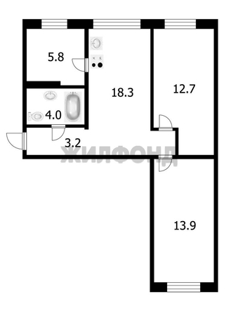 
  Продается 3-комн. квартира 57.7 м². Фото 6.