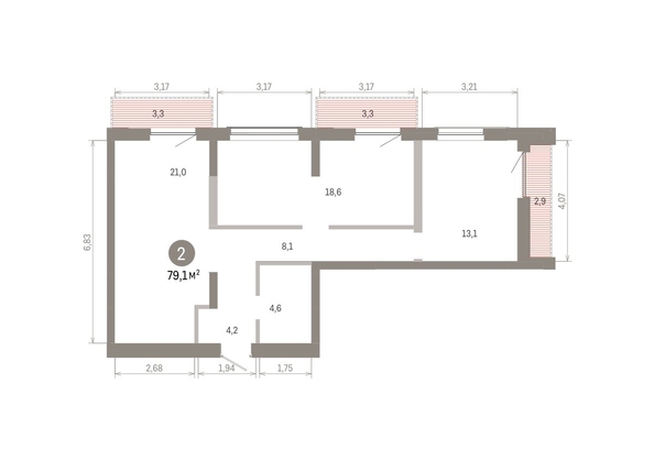 
  Продается 2-комн. квартира 79.05 м², в ЖК Европейский берег, дом 46. Фото 2.