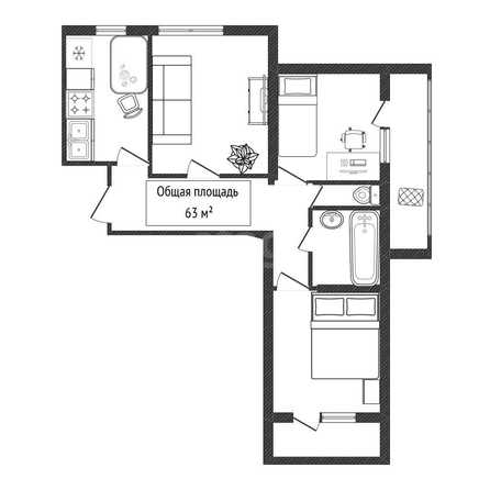 
  Продается 3-комн. квартира 63 м². Фото 1.