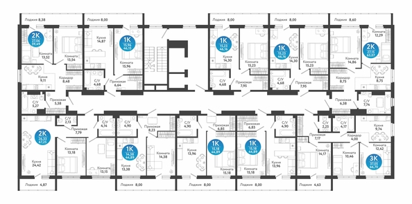 
  Продается 2-комн. квартира 59.49 м², в ЖК Семейный квартал, дом 4. Фото 1.