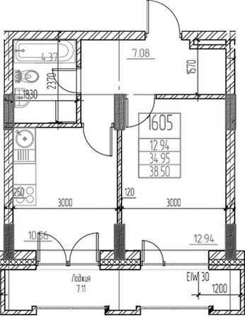 
  Продается 1-комн. квартира 34.95 м², в ЖК Чернышевский, корп 3.3. Фото 1.