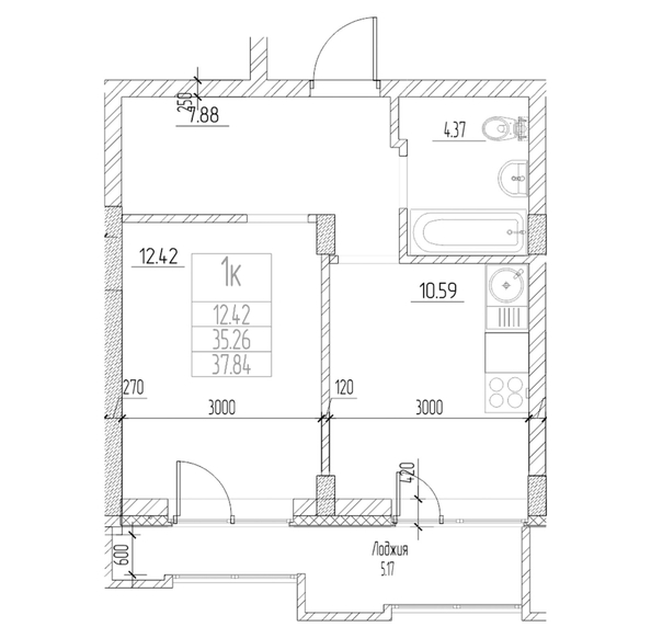 
  Продается 1-комн. квартира 35.25 м², в ЖК Чернышевский, корп 3.3. Фото 1.