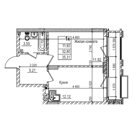 
  Продается 1-комн. квартира 32.8 м², в ЖК Чернышевский, корп 3.3. Фото 1.