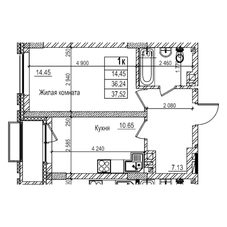
  Продается 1-комн. квартира 36.2 м², в ЖК Чернышевский, корп 3.3. Фото 1.