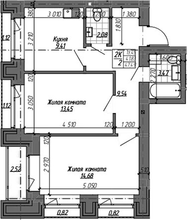 
  Продается 2-комн. квартира 52.63 м², в ЖК Комсомольский проспект, дом 2. Фото 1.