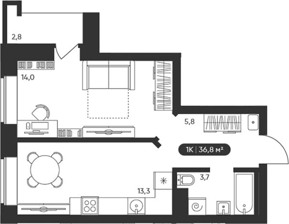 
  Продается 1-комн. квартира 36.8 м², в ЖК Черемушки на Приморской. Фото 1.