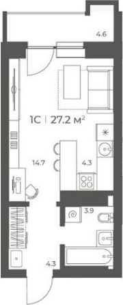 
  Продается студия 27.17 м², в ЖК Черемушки на Приморской. Фото 1.