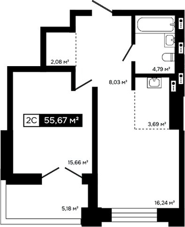 
  Продается 2-комн. квартира 50.49 м², в ЖК Платина. Фото 1.