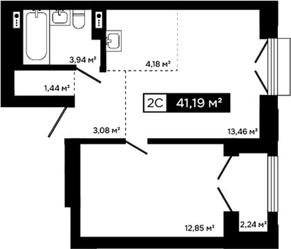 
  Продается 2-комн. квартира 41.19 м², в ЖК Платина. Фото 1.