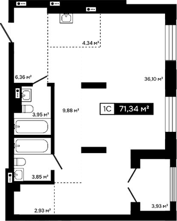 
  Продается студия 67.41 м², в ЖК Платина. Фото 1.