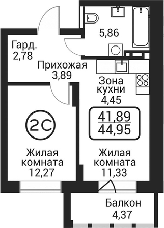 
  Продается 2-комн. квартира 40.58 м², в ЖК Пегас. Фото 1.