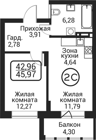 
  Продается 2-комн. квартира 41.67 м², в ЖК Пегас. Фото 1.