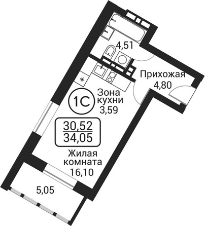 
  Продается студия 29 м², в ЖК Пегас. Фото 1.
