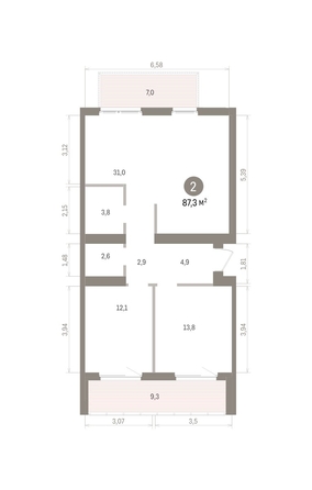 
  Продается 2-комн. квартира 87.25 м², в ЖК Пшеница, дом 5.2. Фото 2.