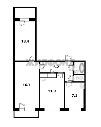 
  Продается 3-комн. квартира 59.7 м². Фото 8.