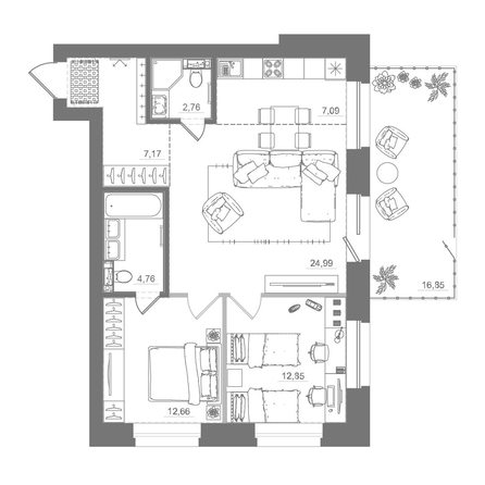 
  Продается 2-комн. квартира 89.74 м², в ЖК Спектр, дом 10. Фото 1.