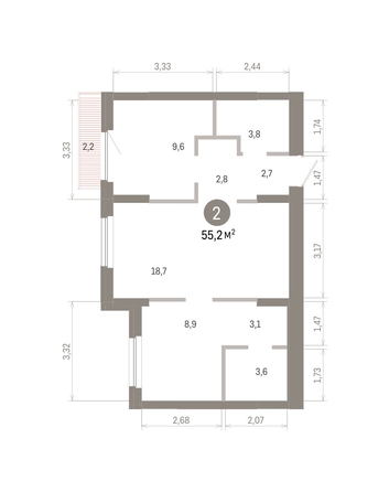 
  Продается 2-комн. квартира 55.16 м², в ЖК Пшеница, 6.1. Фото 1.