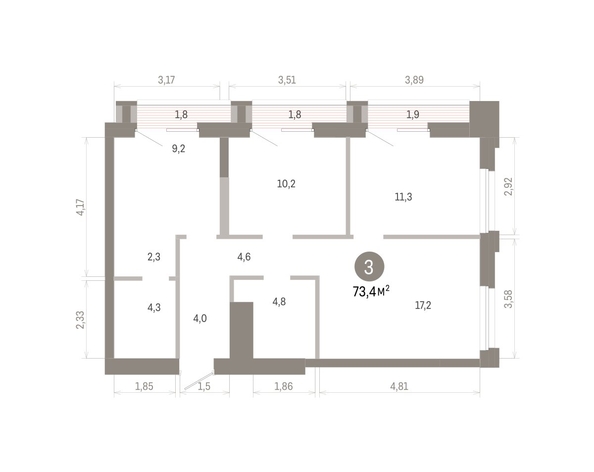 
  Продается 3-комн. квартира 73.42 м², в ЖК Город на озере. Фото 1.