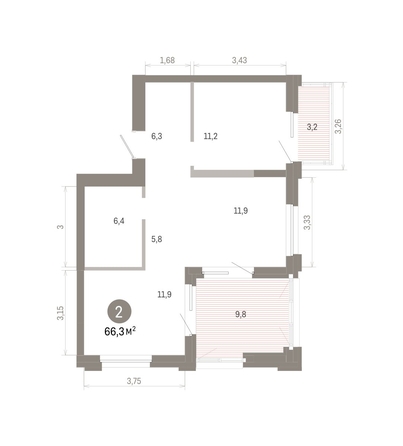 
  Продается 2-комн. квартира 66.3 м², в ЖК Город на озере. Фото 1.