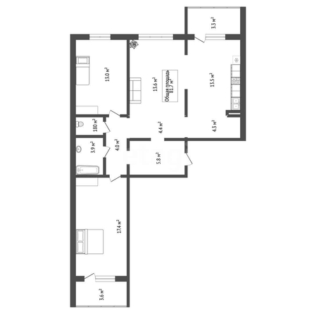 
  Продается 3-комн. квартира 86 м², в ЖК Революция. Фото 13.
