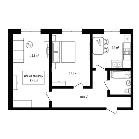 
  Продается 2-комн. квартира 52.1 м². Фото 20.