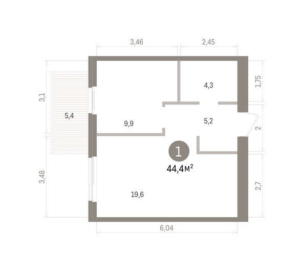 
  Продается 1-комн. квартира 44.36 м², в ЖК Пшеница, дом 5.2. Фото 1.