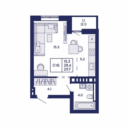 
  Продается студия 29.7 м², в ЖК Горизонт, дом 2. Фото 2.
