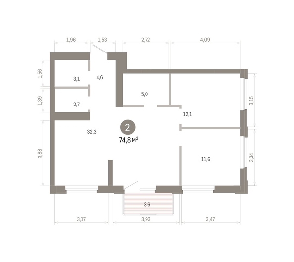 
  Продается 2-комн. квартира 74.75 м², в ЖК Город на озере. Фото 1.