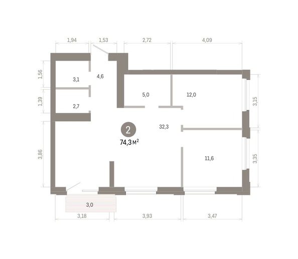 
  Продается 2-комн. квартира 74.25 м², в ЖК Город на озере. Фото 1.