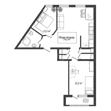 
  Продается 3-комн. квартира 74.5 м². Фото 1.