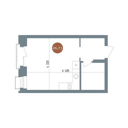 
  Продается студия 26.7 м², в  1956 Кварталы Телецентра, 2. Фото 1.