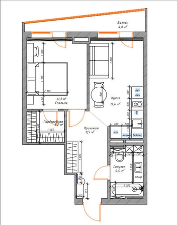 
  Продается 2-комн. квартира 45.6 м². Фото 4.