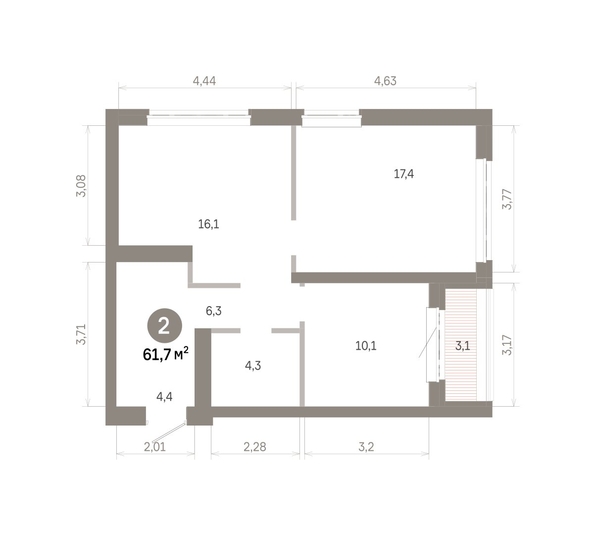 
  Продается 2-комн. квартира 61.7 м², в  Квартал Молодость, дом 1. Фото 1.