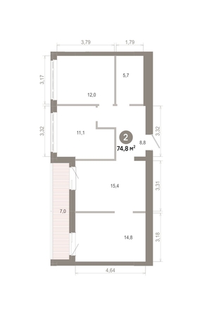 
  Продается 2-комн. квартира 74.77 м², в  Квартал Молодость, дом 1. Фото 1.