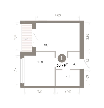 
  Продается 1-комн. квартира 36.66 м², в  Квартал Молодость, дом 1. Фото 1.