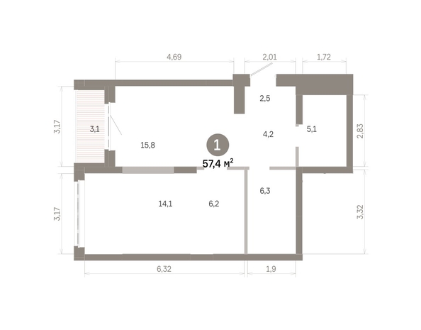 
  Продается 1-комн. квартира 57.41 м², в  Квартал Молодость, дом 1. Фото 1.
