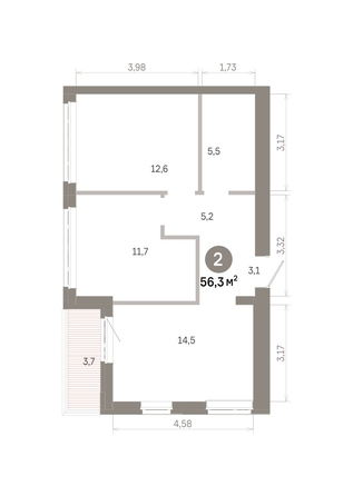 
  Продается 2-комн. квартира 56.33 м², в  Квартал Молодость, дом 1. Фото 1.
