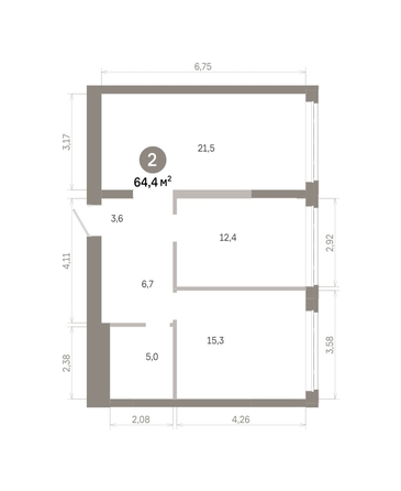
  Продается 2-комн. квартира 64.42 м², в  Квартал Молодость, дом 1. Фото 1.