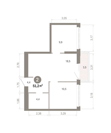 
  Продается 2-комн. квартира 51.16 м², в  Квартал Молодость, дом 1. Фото 1.