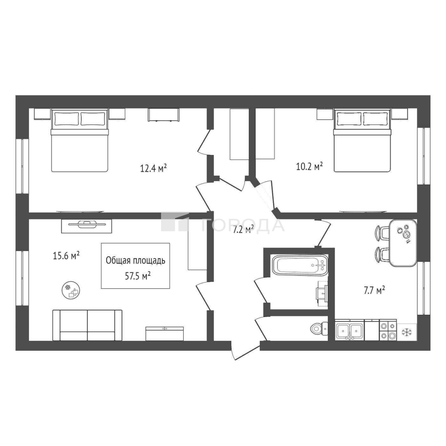 
  Продается 3-комн. квартира 57.5 м². Фото 17.