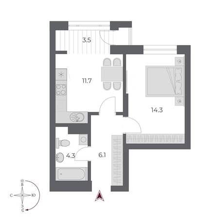 
  Продается 1-комн. квартира 39.9 м², в ЖК ОСКАР, дом 2. Фото 1.