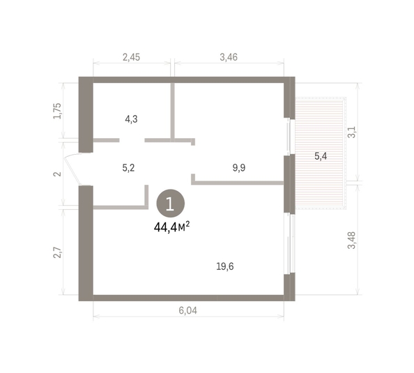 
  Продается 1-комн. квартира 44.36 м², в ЖК Пшеница, дом 5.2. Фото 1.