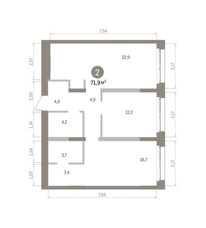 
  Продается 2-комн. квартира 71.88 м², в ЖК Европейский берег, дом 32. Фото 1.