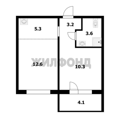 
  Продается 1-комн. квартира 37 м², в ЖК Азимут, дом 4. Фото 6.
