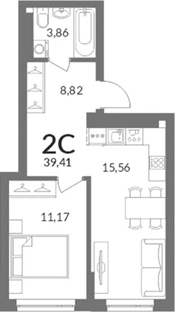 
  Продается 2-комн. квартира 39.41 м², в ЖК Горская Лагуна. Фото 1.