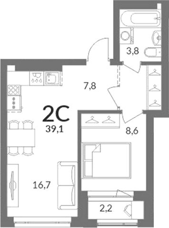 
  Продается 2-комн. квартира 38 м², в ЖК Горская Лагуна. Фото 1.