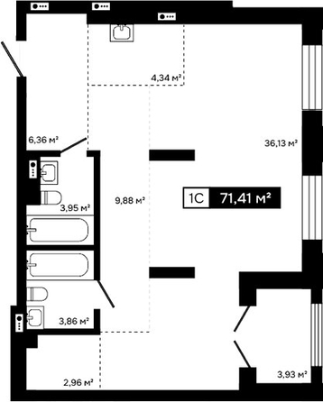 
  Продается студия 67.48 м², в ЖК Платина. Фото 1.