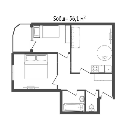 
  Продается 2-комн. квартира 56.1 м², в ЖК На Шоссейной, дом 3. Фото 15.