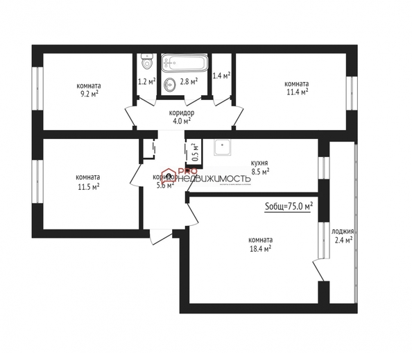 
  Продается 4-комн. квартира 75 м². Фото 12.