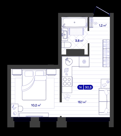 
  Продается 1-комн. квартира 30.31 м², в ЖК Баланс, 4 очередь. Фото 1.